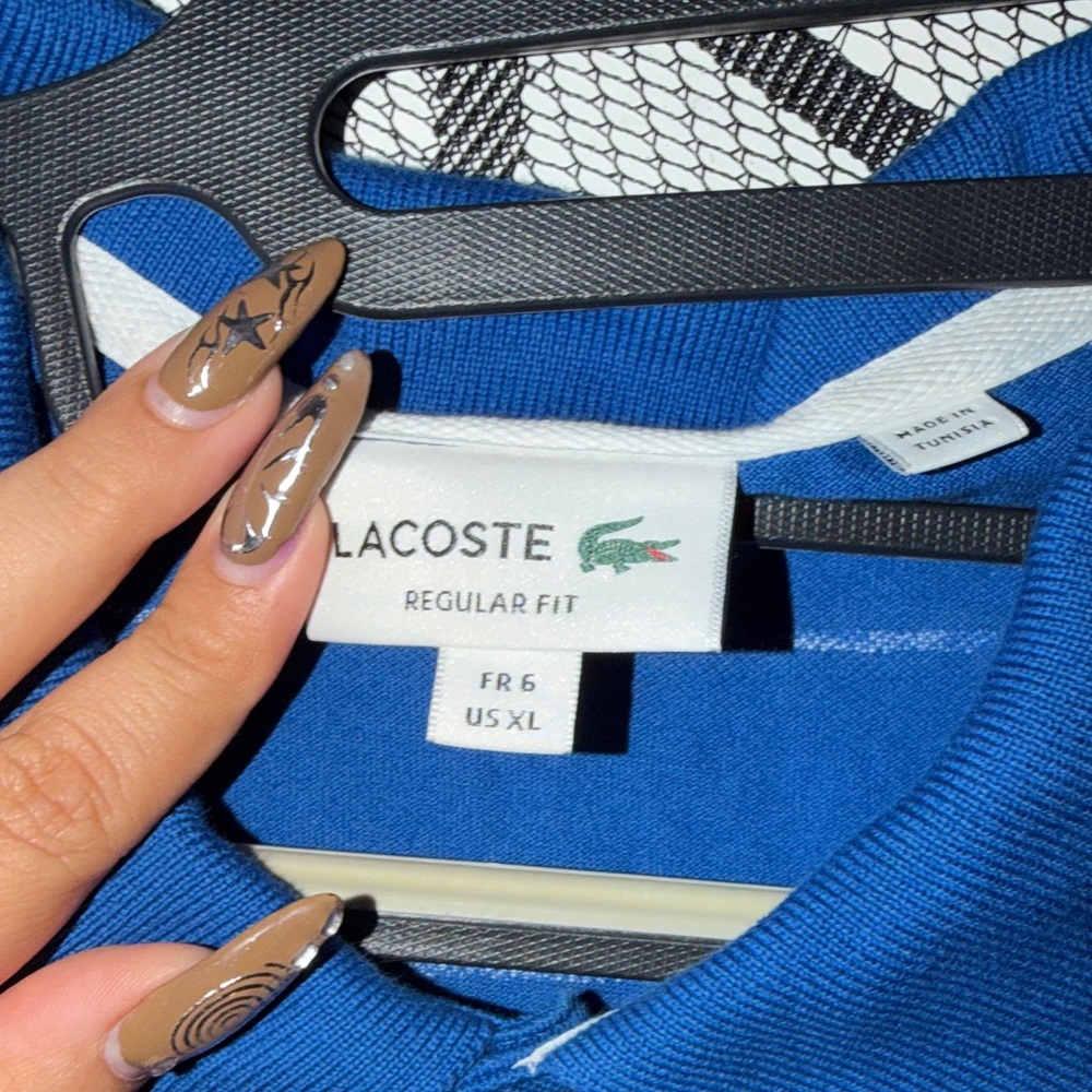 Lacoste Royal Blue Polo with White Stripes - Picture 4 of 8